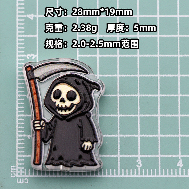 Wholesale  Acrylic Bead Charms Cartoon Pumpkin Ghost  Designs For DIY Jewelry Making And Phone Strap Fashion Gift Accessory
