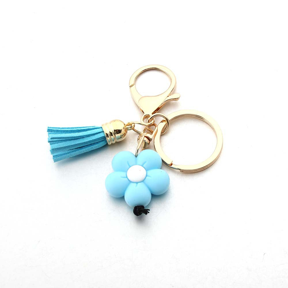 Wholesale Sunflower Tassel Silicone Beaded Keychain Cute Keychain ACC-KC-JinAn019