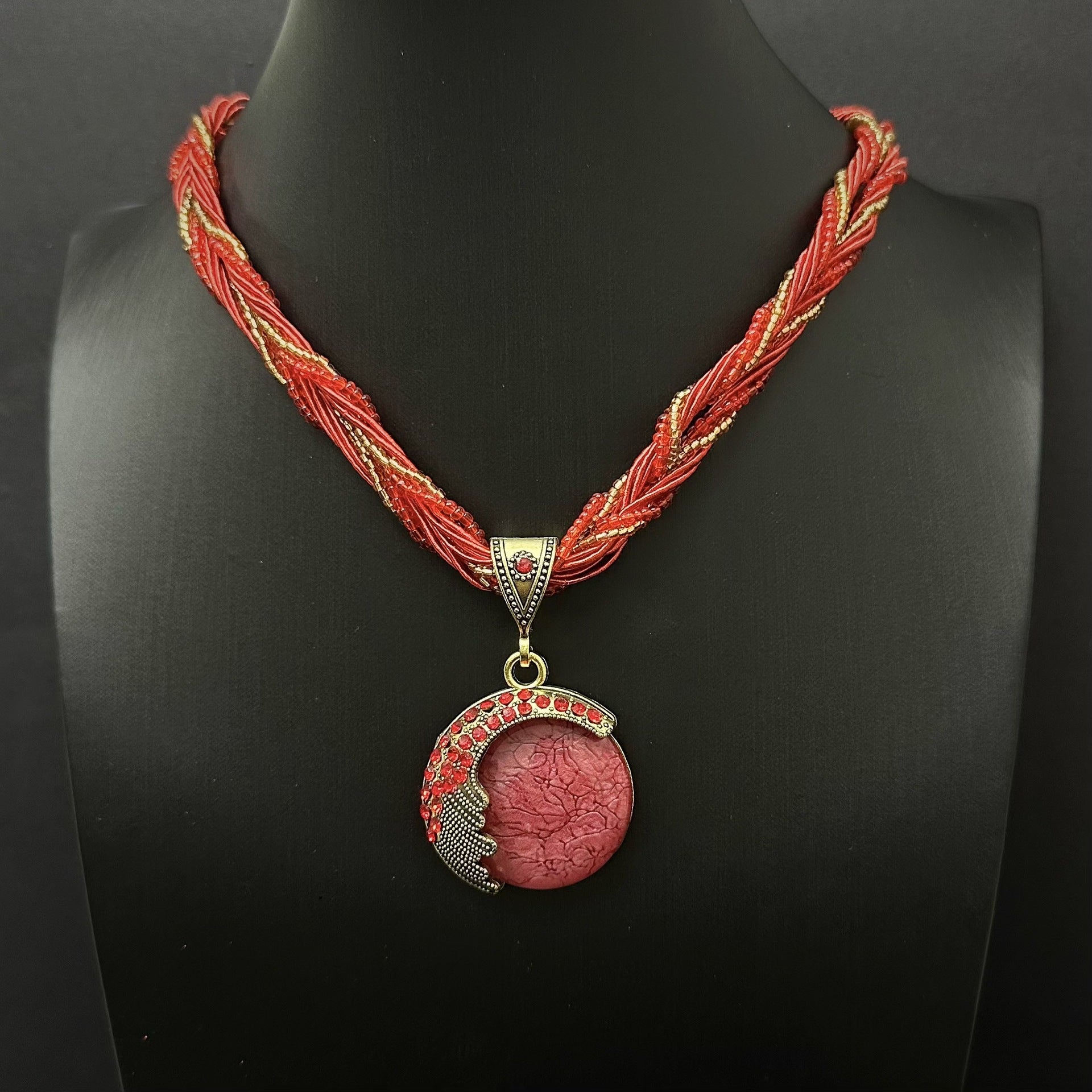 Wholesale Blue Resin Beaded Bohemian Retro Necklace,  Trendy Layering Jewelry for Boutique Resale