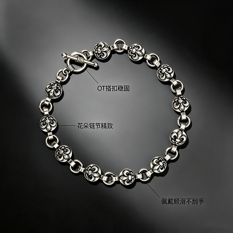 Wholesale Zinc Alloy Anchor Cross Chain Bracelet Vintage Silver Plating Unisex Fashion Accessory