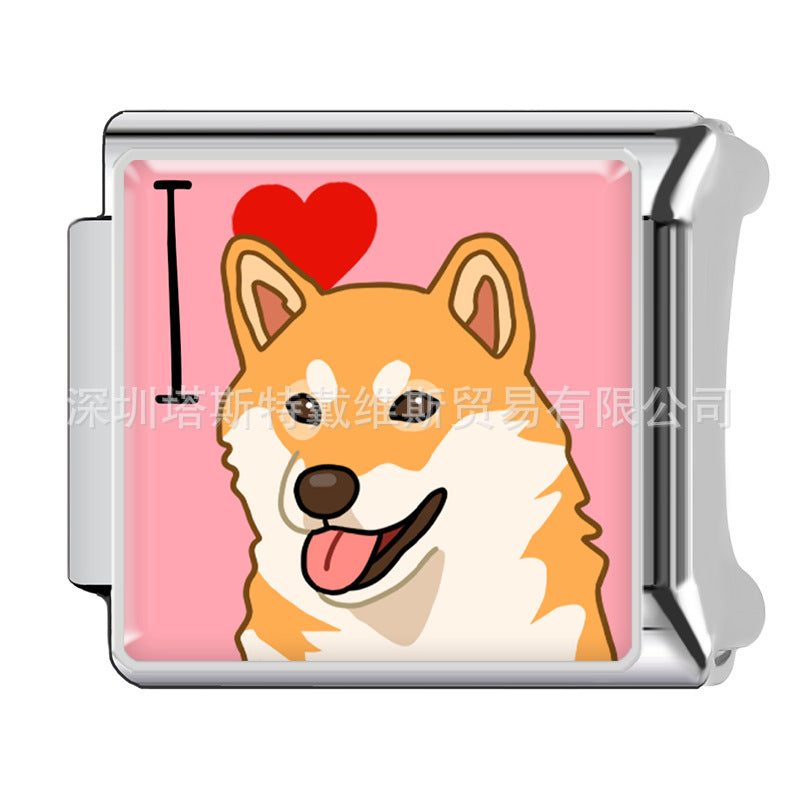 Wholesale Dark Egyptian Cute Pet Stainless Steel Charms DIY Bracelet Watch Strap Fashion Jewelry Accessory Gift For Boutique Resale