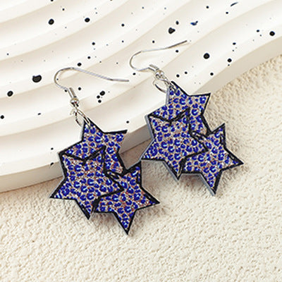 Wholesale  American Independence Day Five-Pointed Star Flag Element Leopard Print Women's Acrylic Earrings