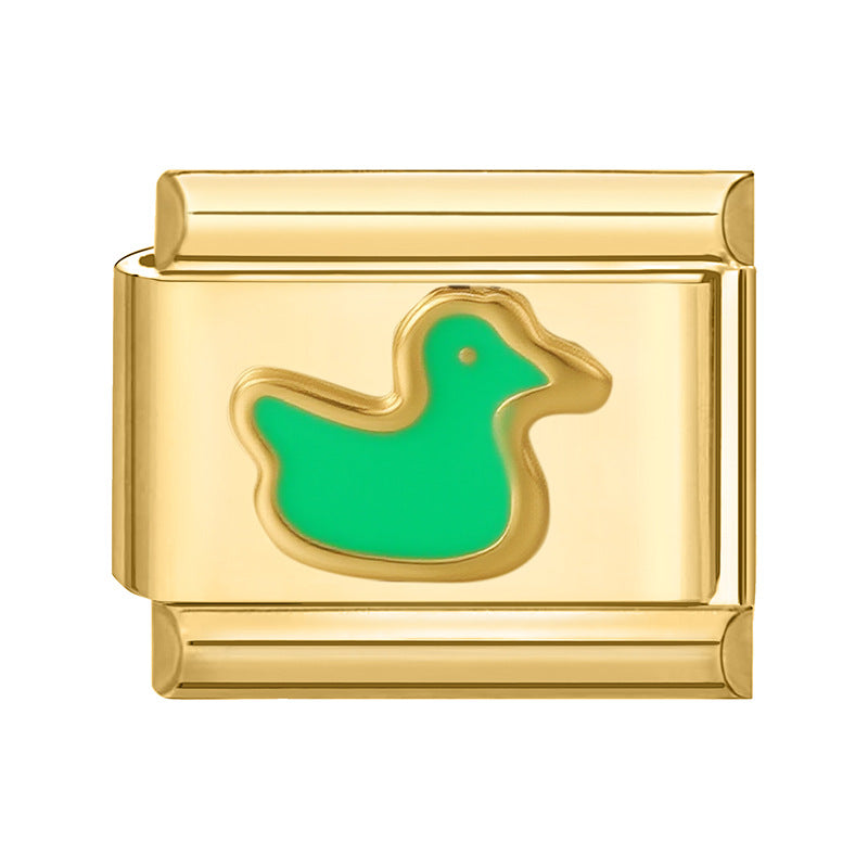 Wholesale Land Animal Italian Charms
 DIY square duck Section Creative Stainless Steel Composable Bracelet