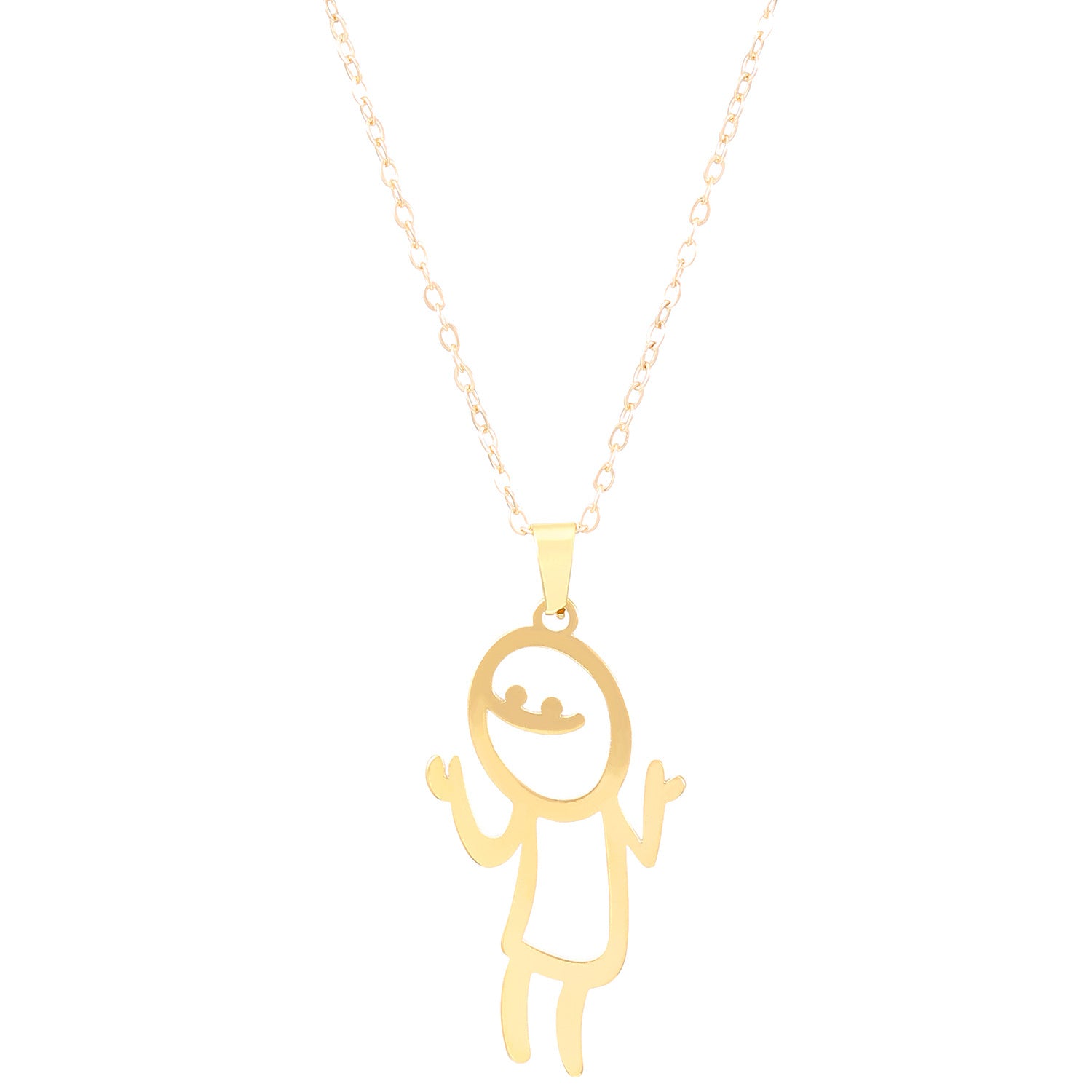Wholesale Funny Cute Cartoon Character Gold Stainless Steel Necklace