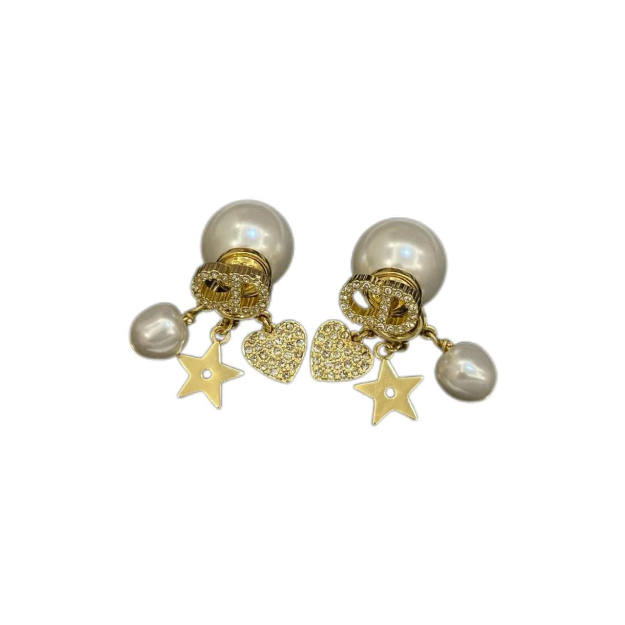Wholesale Man-made pearl and diamond letter heart earrings ACCVIP