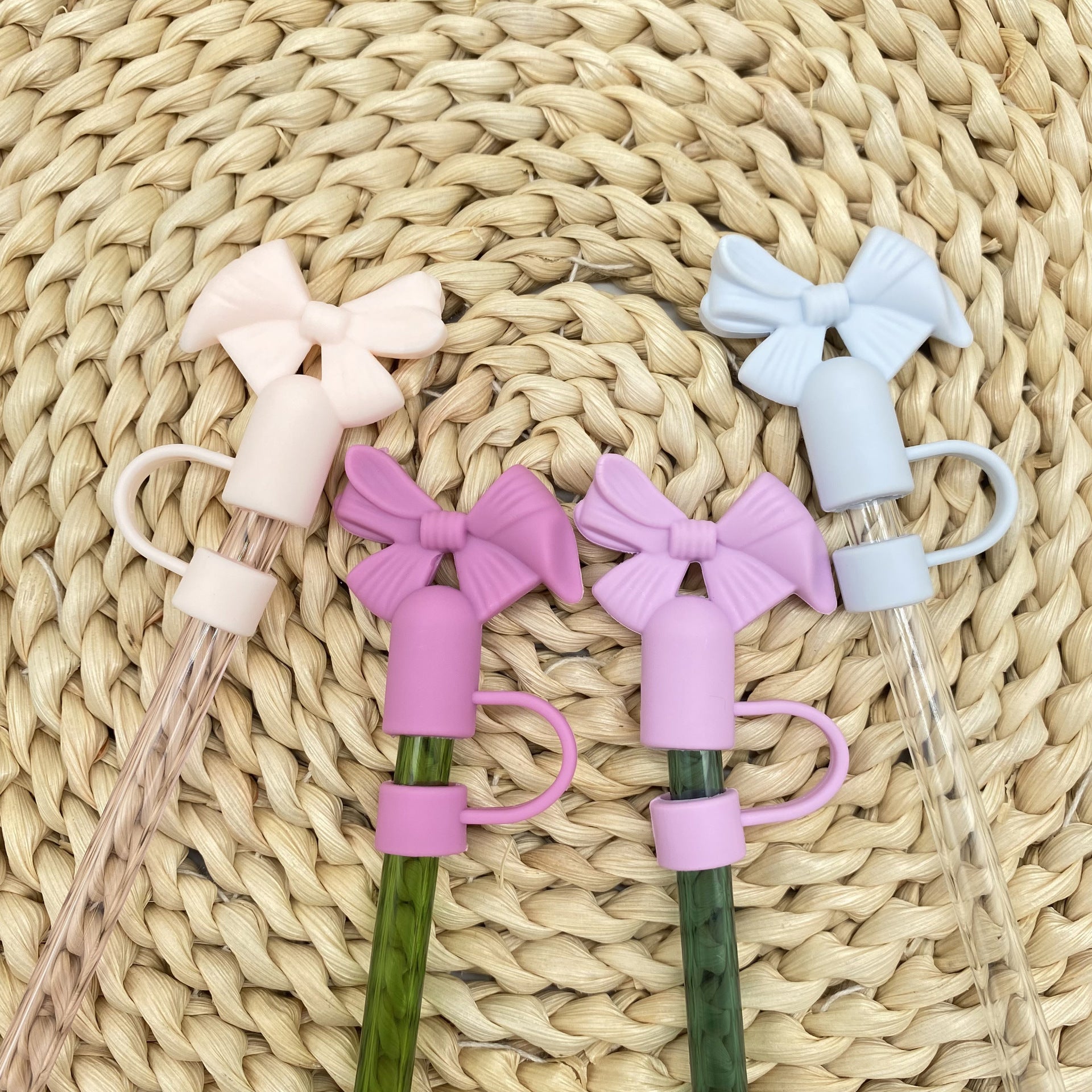 Wholesale Cute cartoon bow 3D 10mm straw cover