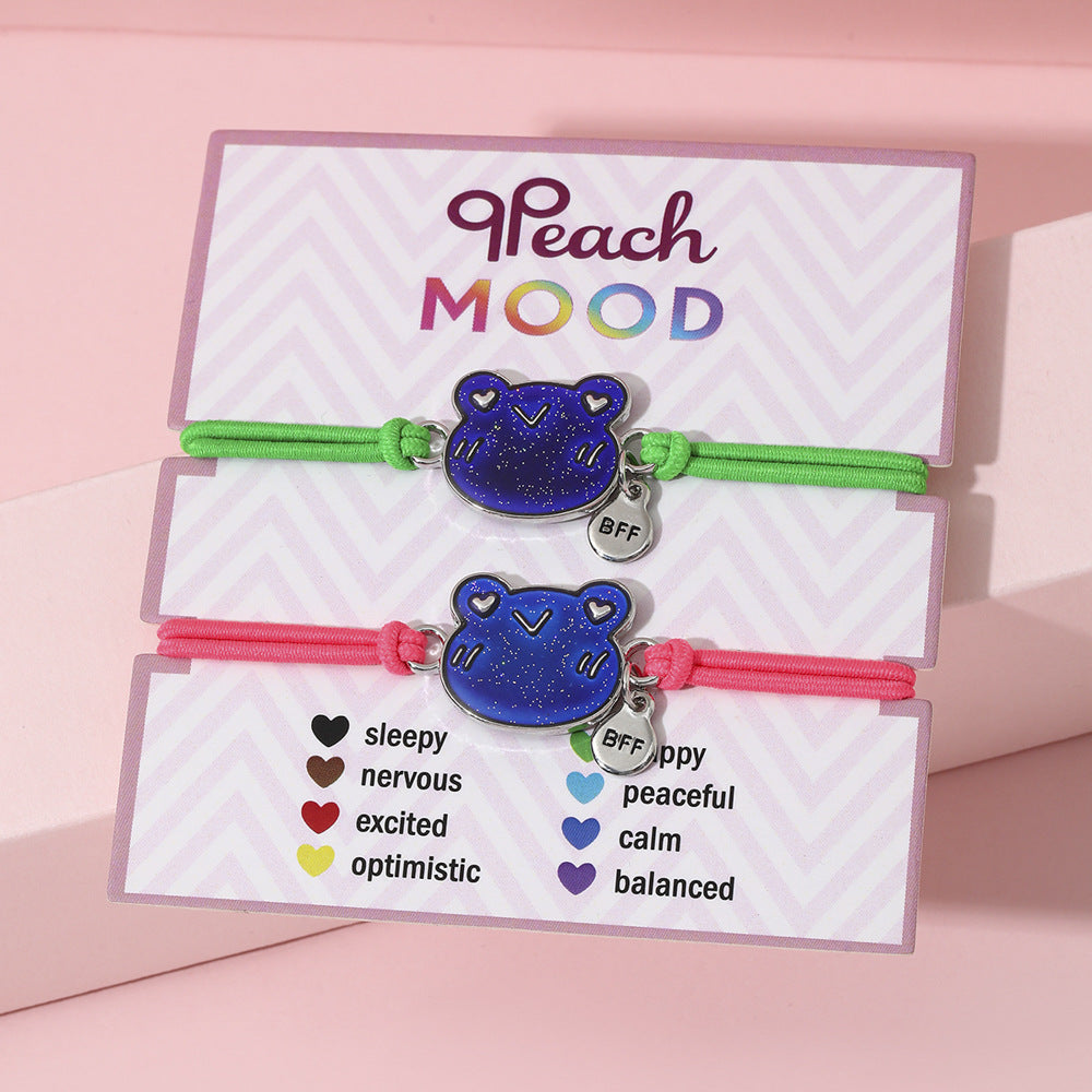 Wholesale Thermochromic Cartoon Pattern Elastic Bracelet Alloy Oil Drop Children' s Bracelet