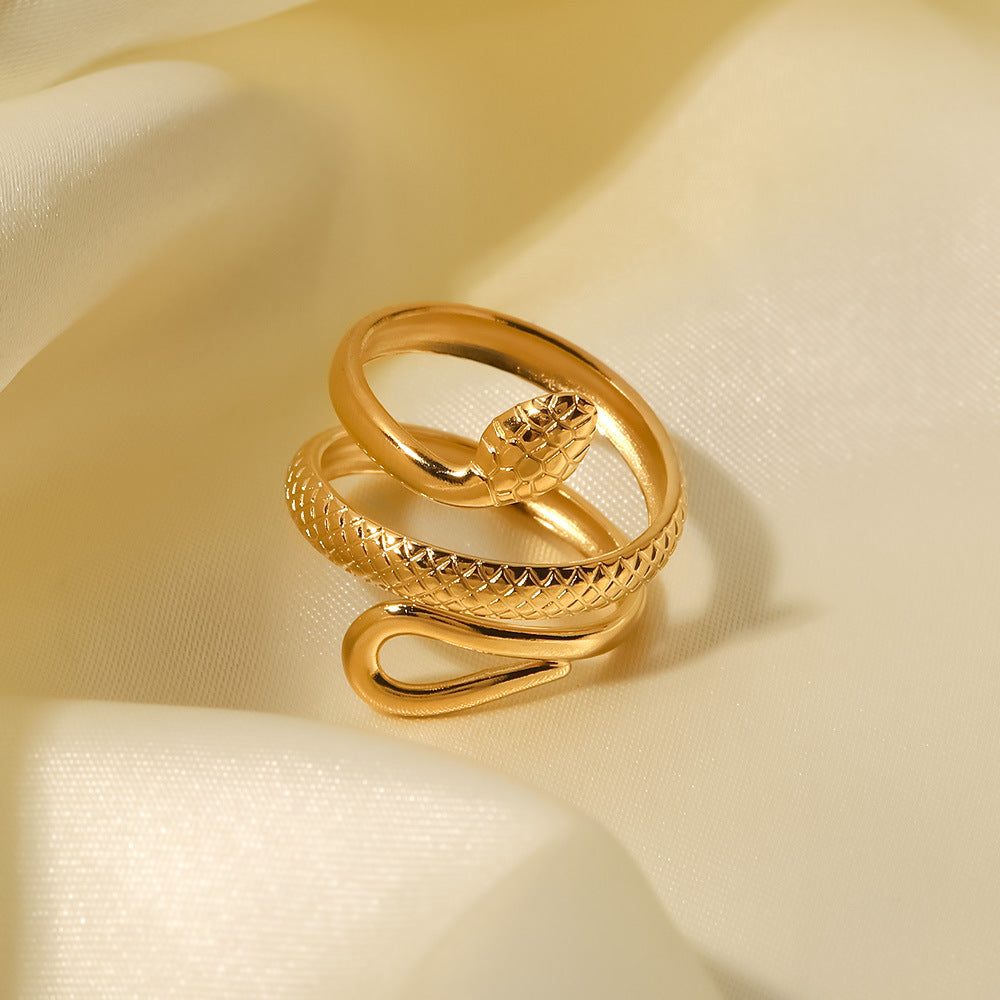 Wholesale Vintage 18K Gold Plated Stainless Steel Snake Rings ACC-RS-WanX007