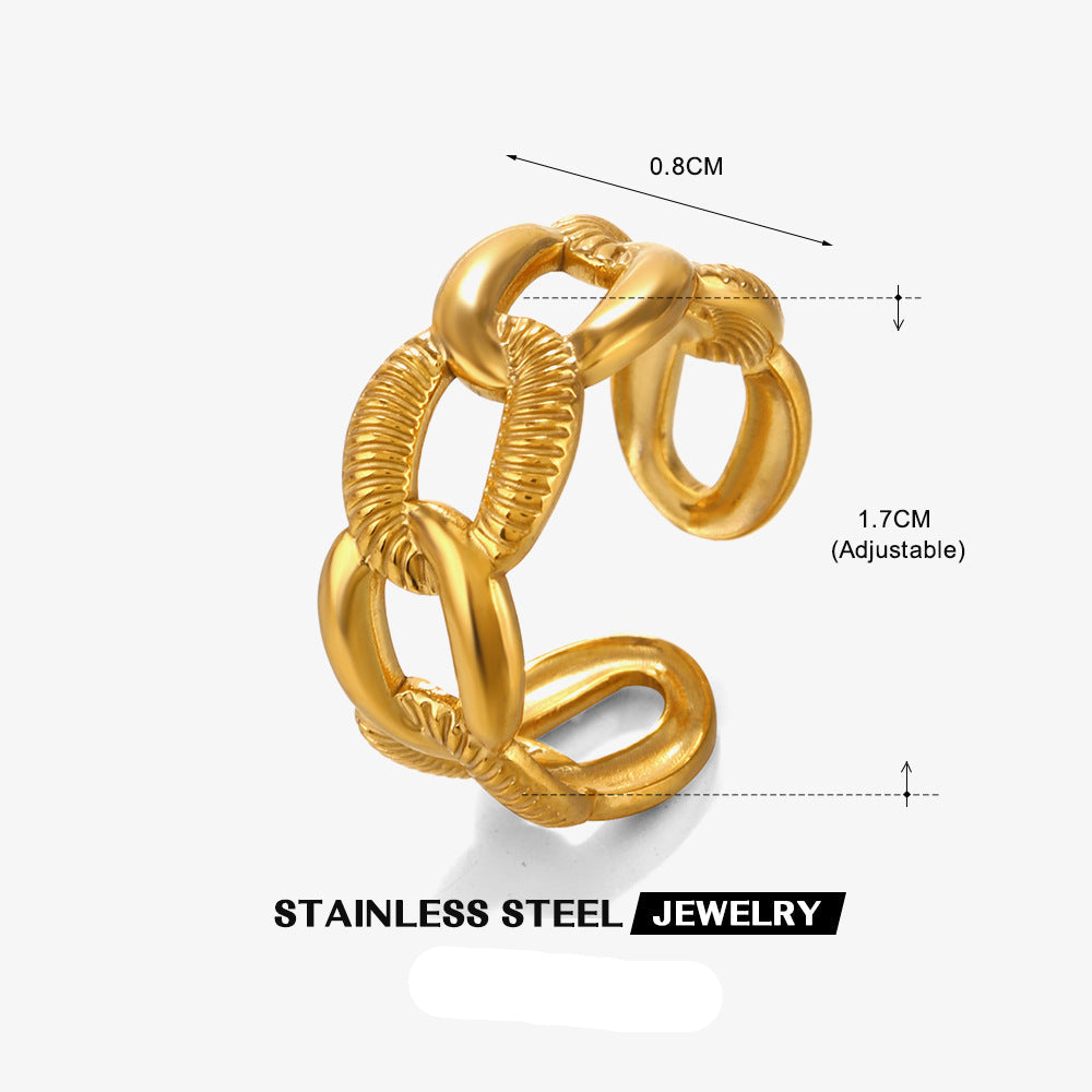 Wholesale Stainless Steel Love Heart 18K Gold Plated Open Adjustable Ring