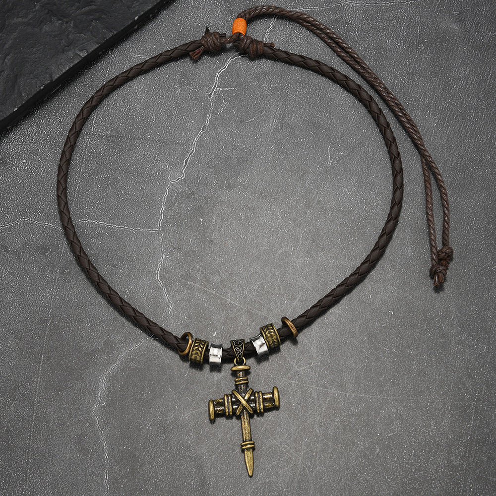Wholesale Beaded Cross Wax Cord Necklace
