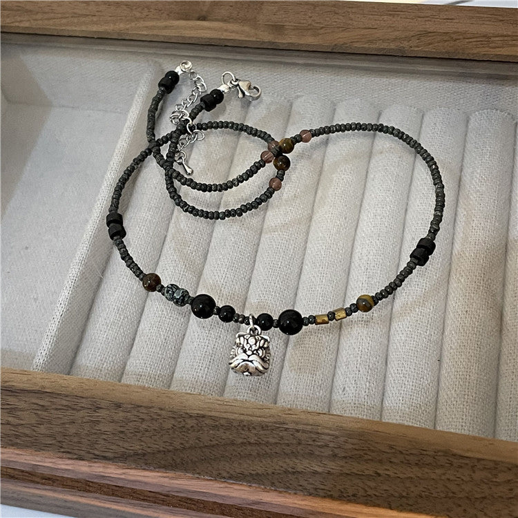 Wholesale Natural Stone Beaded Butterfly Necklace