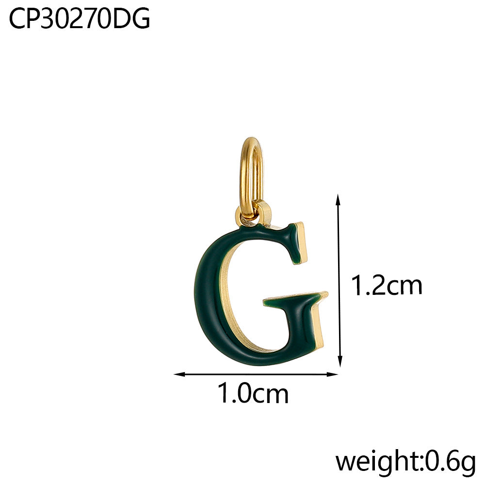 Wholesale Colorful 26 English letters oil-dripping stainless steel vacuum electroplating pendant