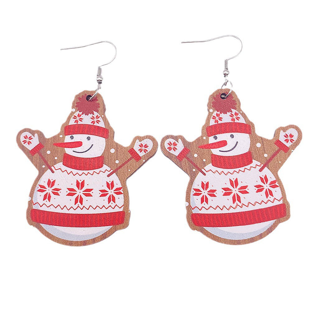 Wholesale Christmas Bell Santa Claus Wood Earrings ACC-ES-PuCi004
