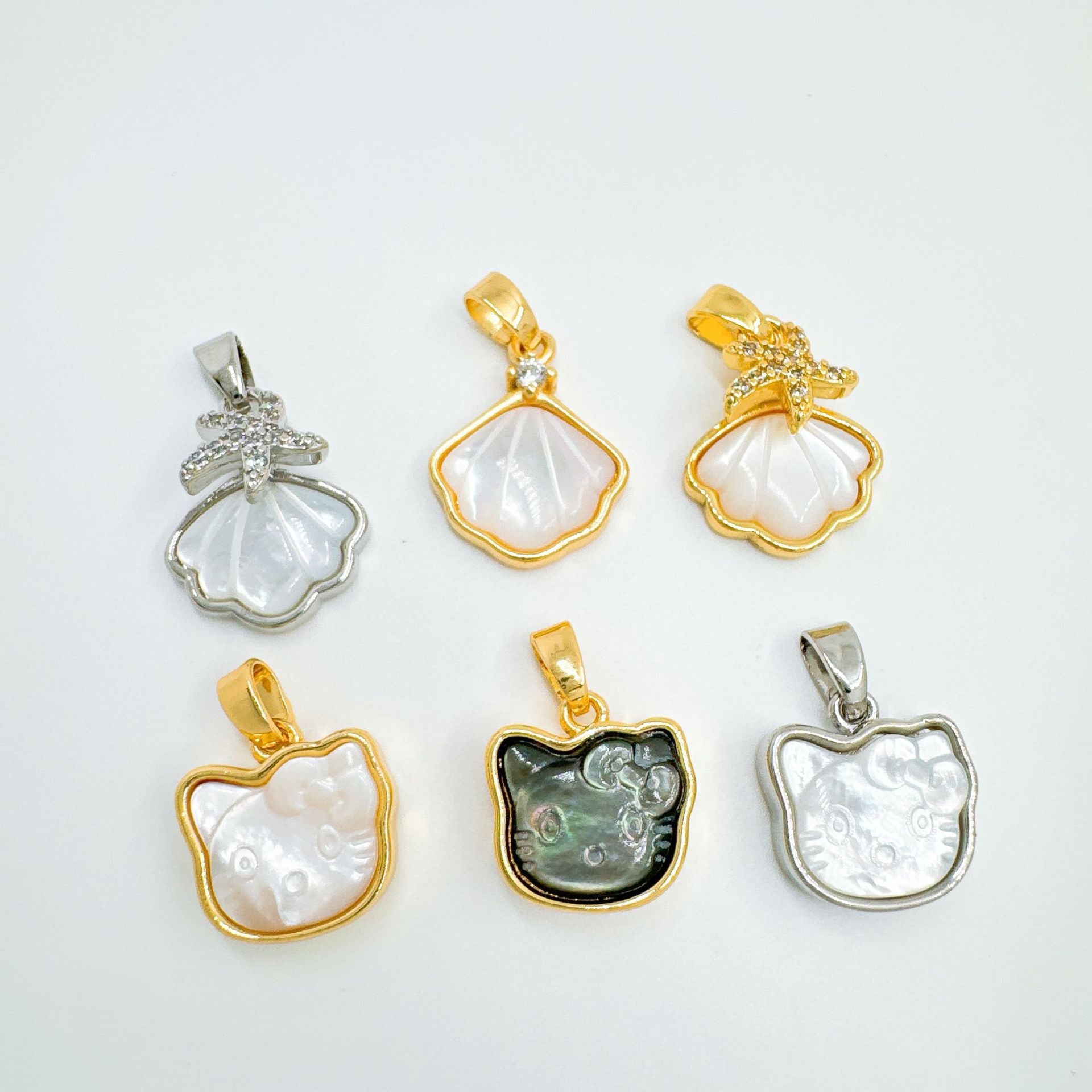 Wholesale Japanese Korean Style Mother of Pearl Cat Pendant Necklace