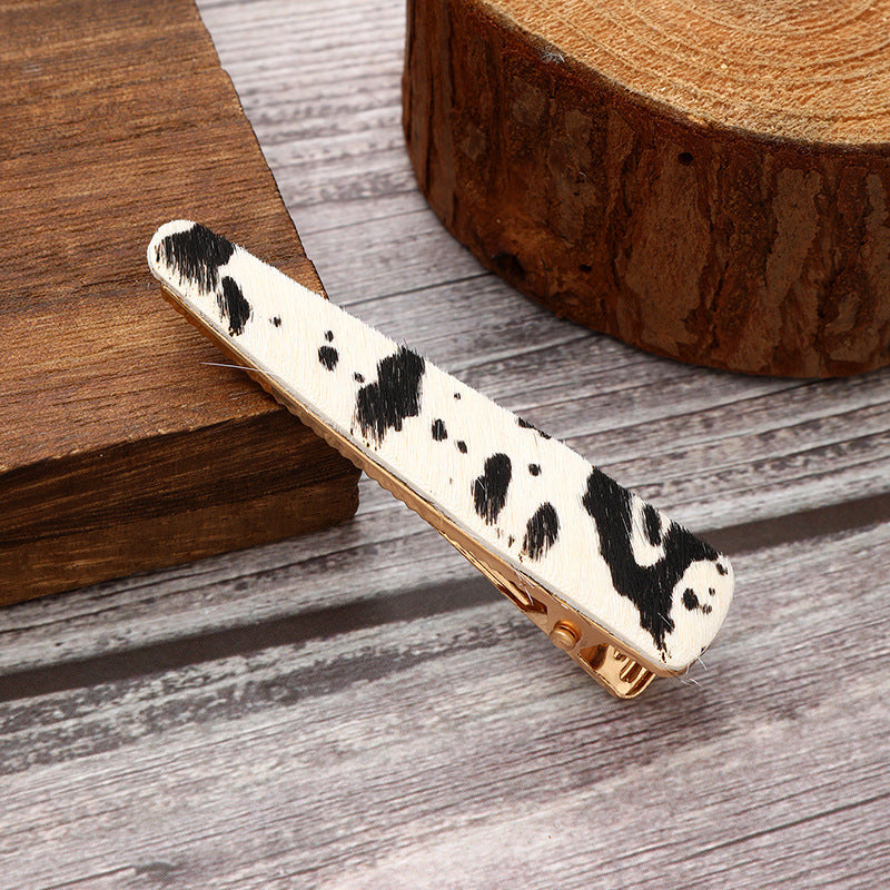 Wholesale Retro Leopard Cow Print Hair Clip,  Minimalist Design Side Clip for Everyday Styling