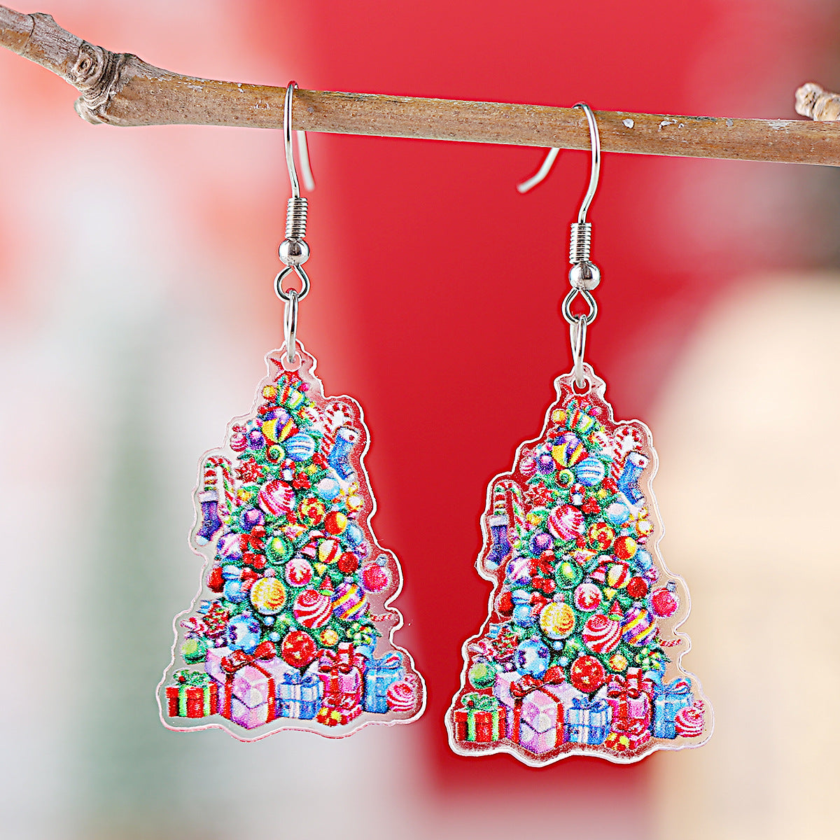 Wholesale Christmas gift box candy lantern Christmas tree pendant earrings