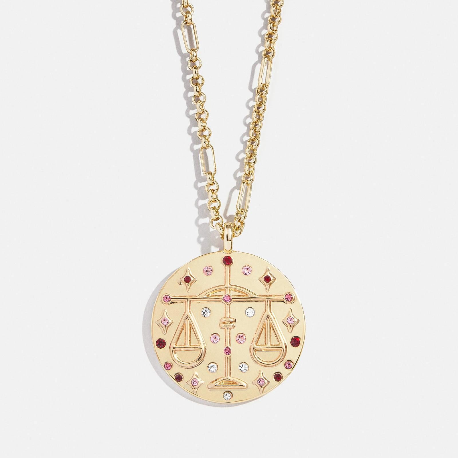 Wholesale Round 12 Zodiac Signs Full Diamond Coin 12 Zodiac Signs Necklace