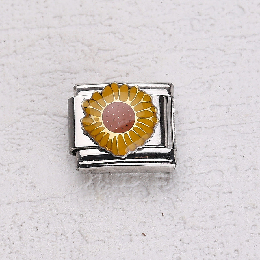 Wholesale 10pcs Italian Charm Bracelet 9mm DIY Splicing Cherry Paper Plane Stainless Steel Composable Bracelet