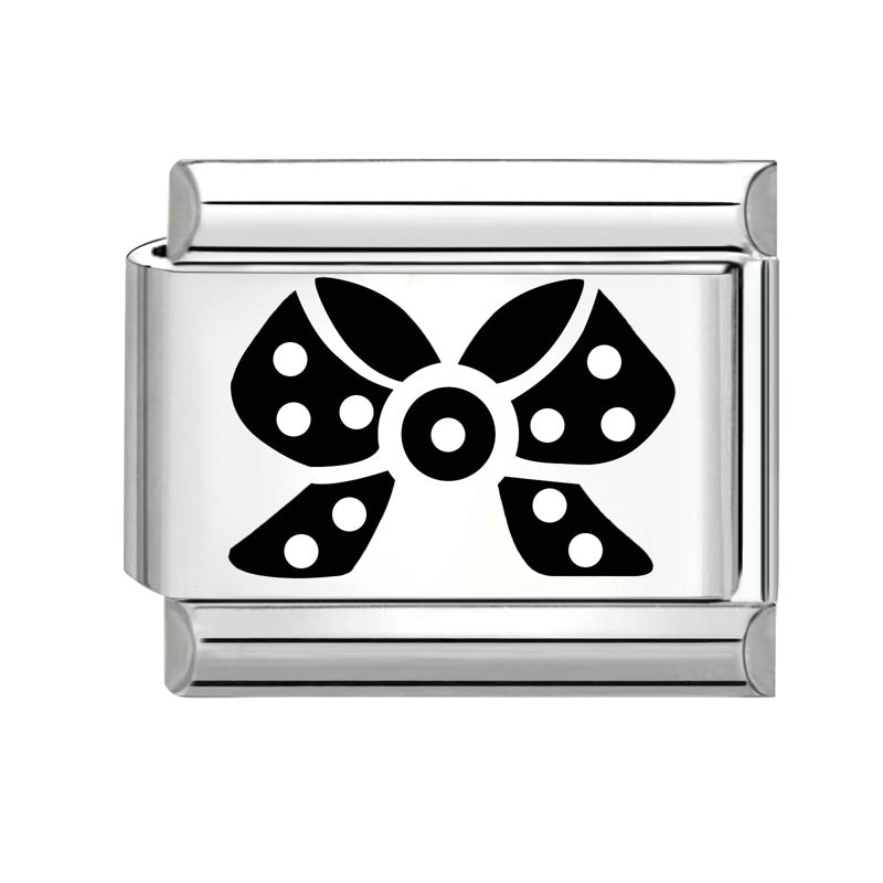 Wholesale  Italian Charm Bracelet 9mm DIY Splicing Removable Black and White Series Stainless Steel Composable Bracelet