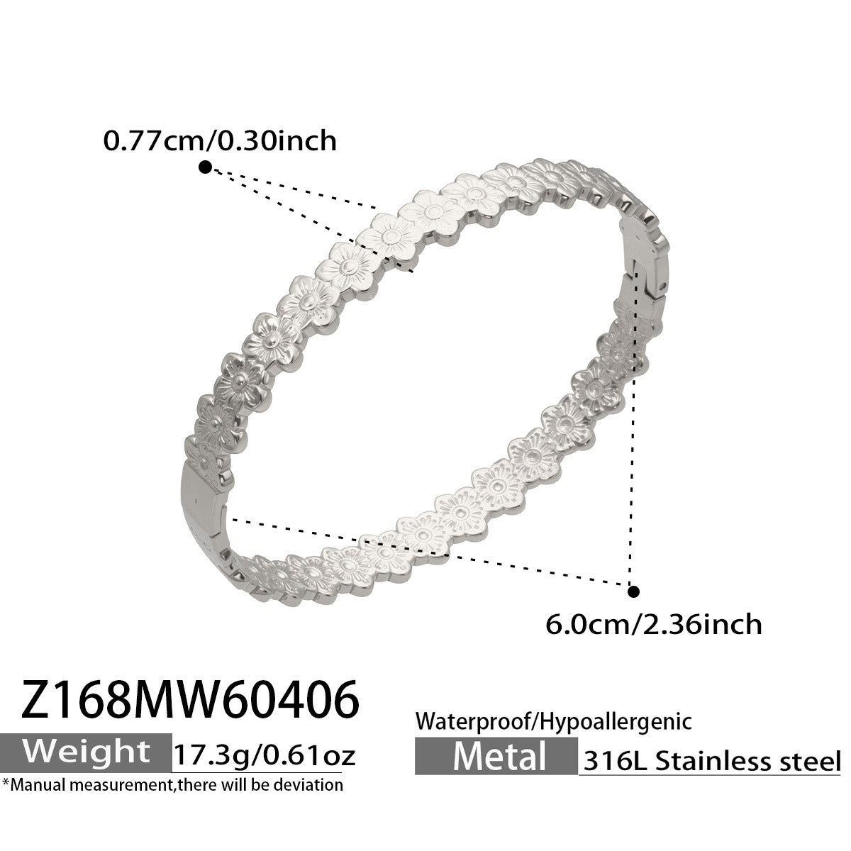 Wholesale Geometric Flower Buckle Bracelet Combination Stainless Steel Plated