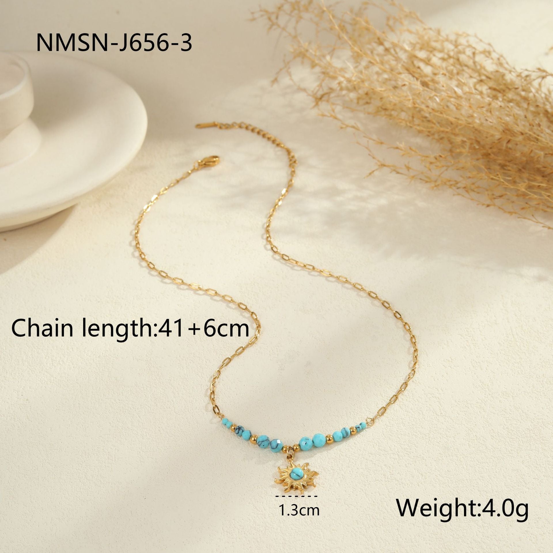 Wholesale Bohemian Luxury Turquoise Natural Stone Necklace and Ring