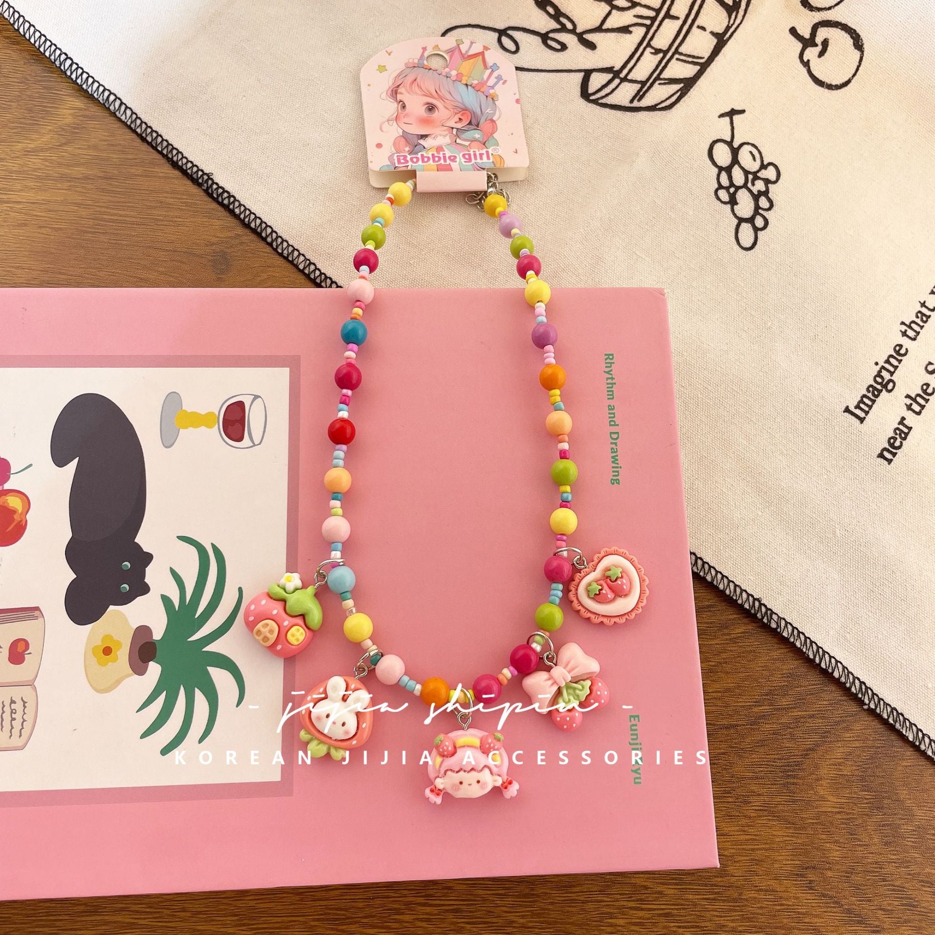 Wholesale Colorful cartoon Christmas beaded necklace