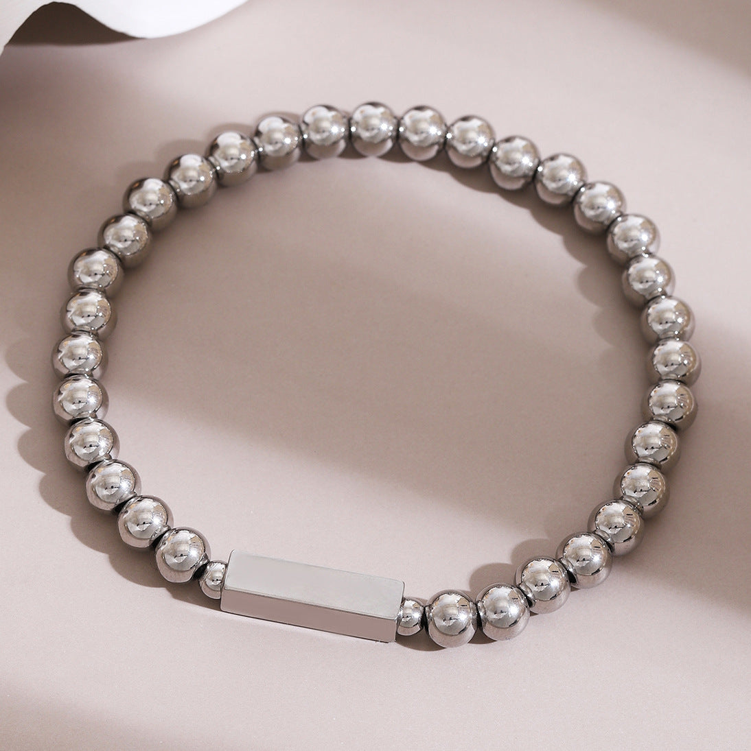 Wholesale  18K gold vacuum plating stainless steel square beaded bracelet