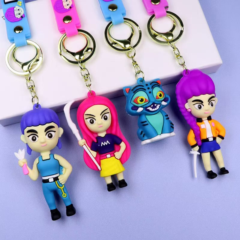 Wholesale new large K-POP Demon Hunter Girl Group PVC soft plastic  keychain