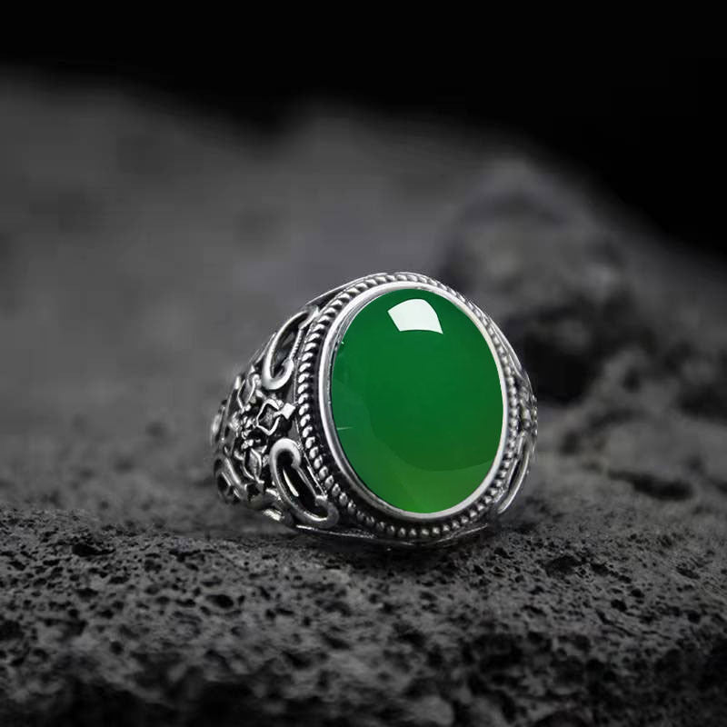 Wholesale  Retro Style Geke Heart Black Onyx Punk Adjustable  Ring