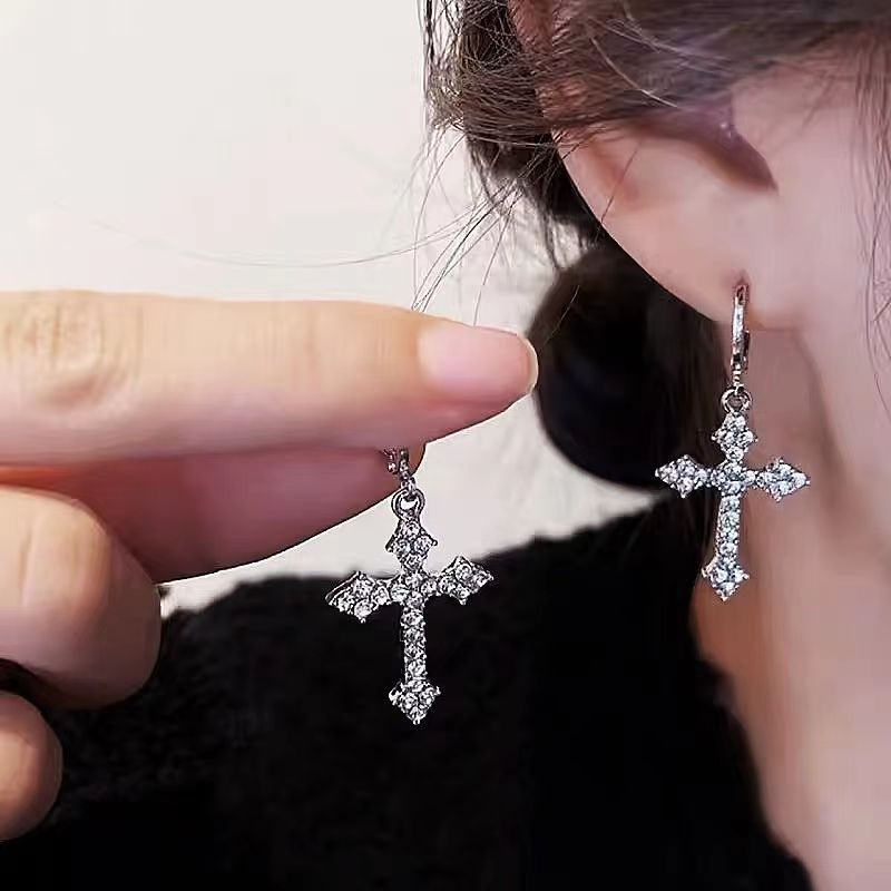 Wholesale light luxury cross earrings