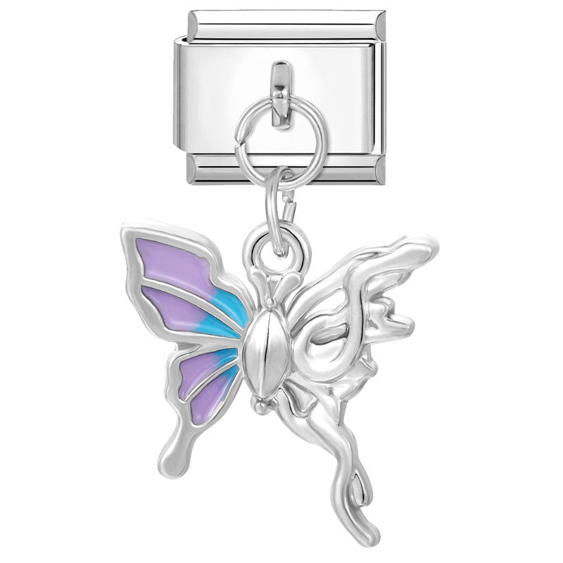 Wholesale Italian modular steel heart pendant DIY bracelet accessories