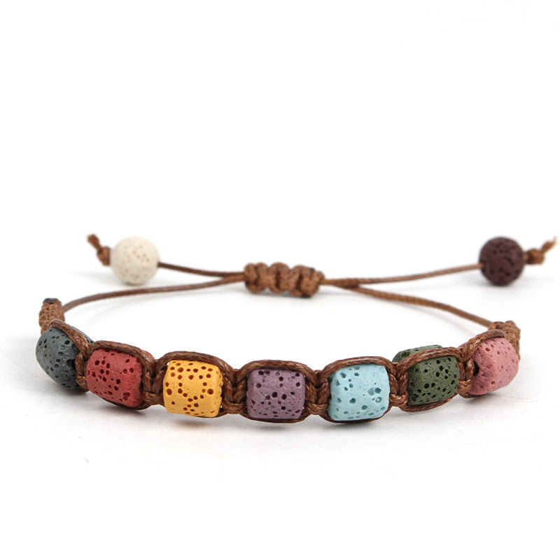 Wholesale macaron volcanic stone handmade braided bracelet