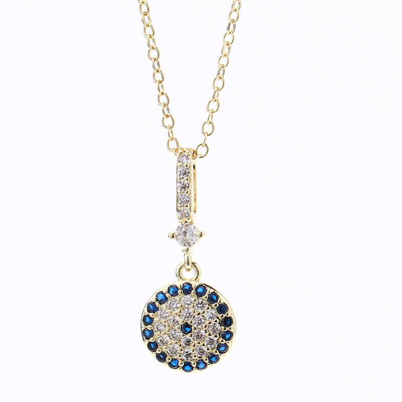 Wholesale Chic Demon Eye Pendant Necklace Copper Electroplated O Shaped Chain Stylish Jewelry Accessory For Boutique Resale