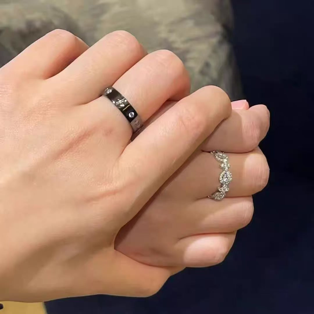 Wholesale Fashion Meteor Black Knight Couple Rings Adjustable Alloy Jewelry Gift Set