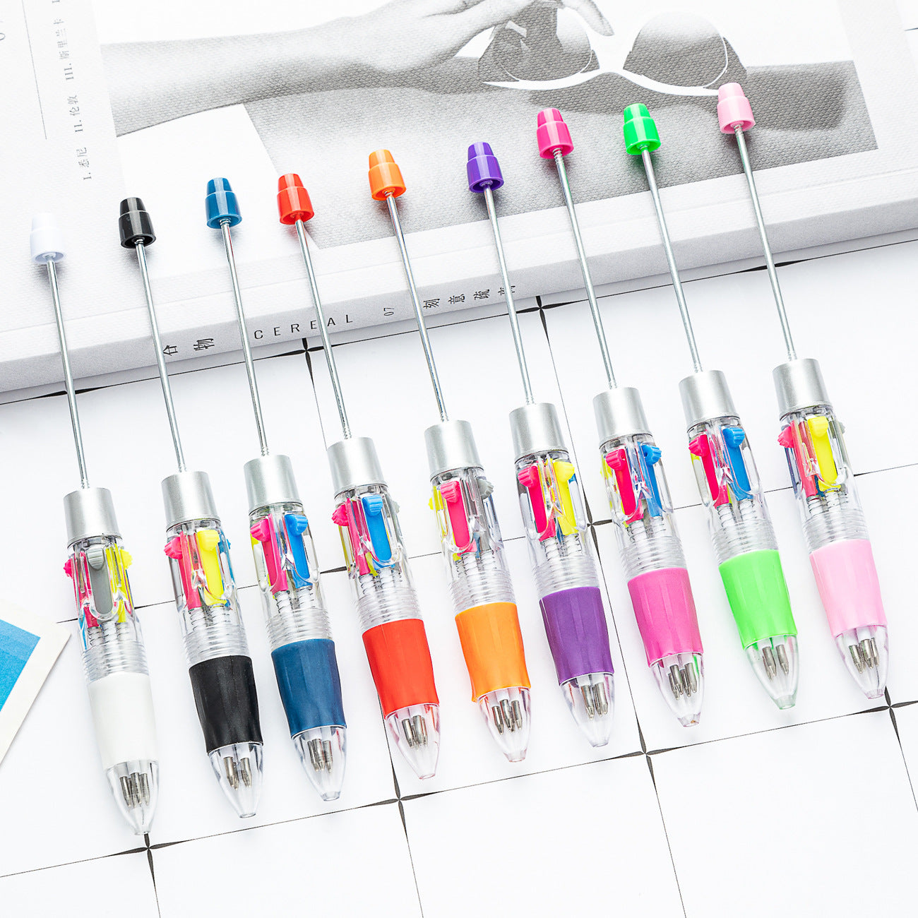 Color Splits Pens Wholesale Beadable Pens Multi-color Plastic Pens