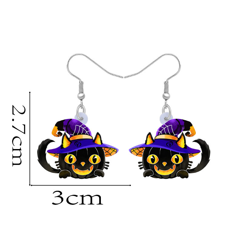 Wholesale  Women's Acrylic Halloween High-end Sense Pumpkin Cute Cat Earrings