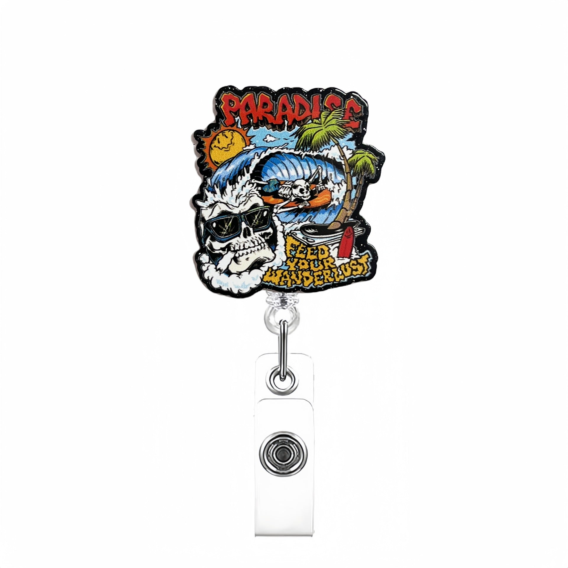 Wholesale Halloween Ghost Skull Series Acrylic Retractable Rotating Badge Keychain