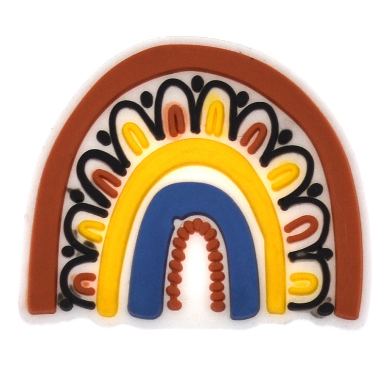 Wholesale Random 100pcs Cartoon Rainbow PVC Soft Rubber Shoe Buckle Decoration ACC-SC-RYY065