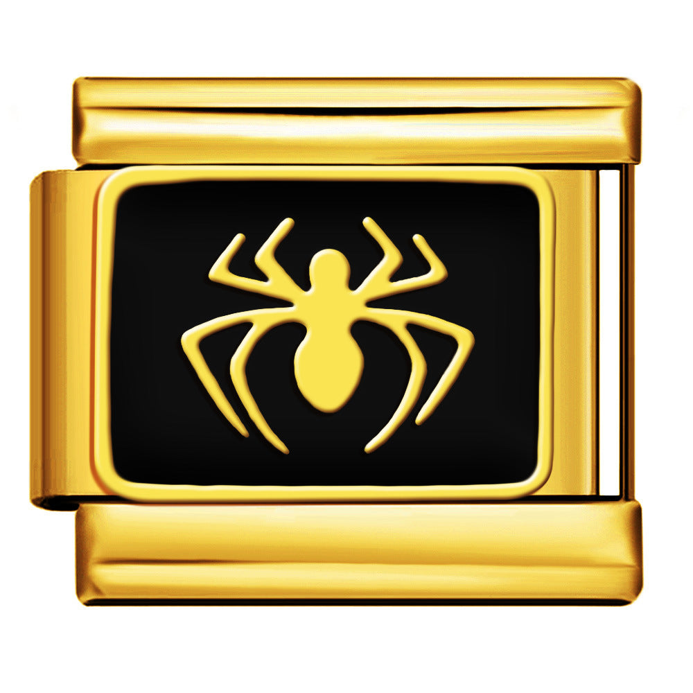 Wholesale   Italian Charm Bracelet 9mm DIY gold-plated oil-spliced Creative Stainless Steel Composable Bracelet