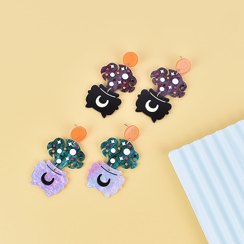 Wholesale Halloween Earrings Witch Tombstone Scream Ghost Acrylic  Earrings