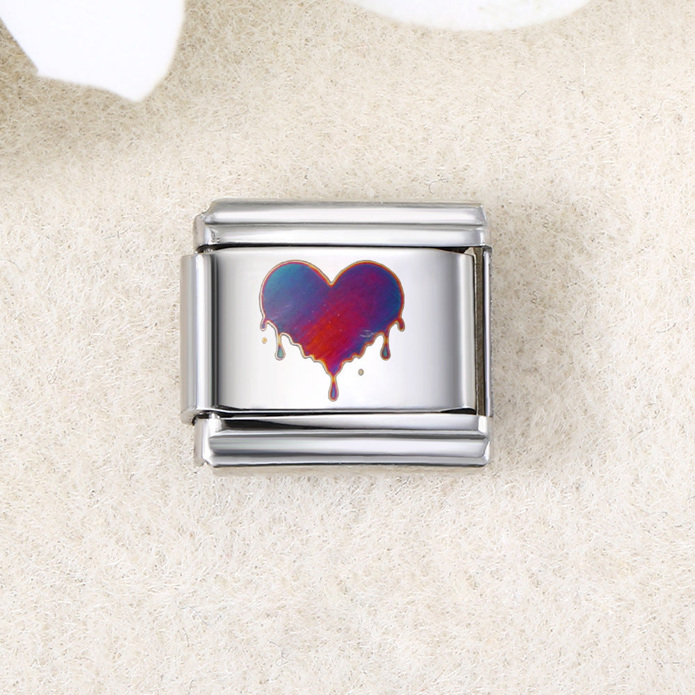 Wholesale  Italian Charm Bracelet 9mm DIY UV laser Creative Stainless Steel Composable Bracelet