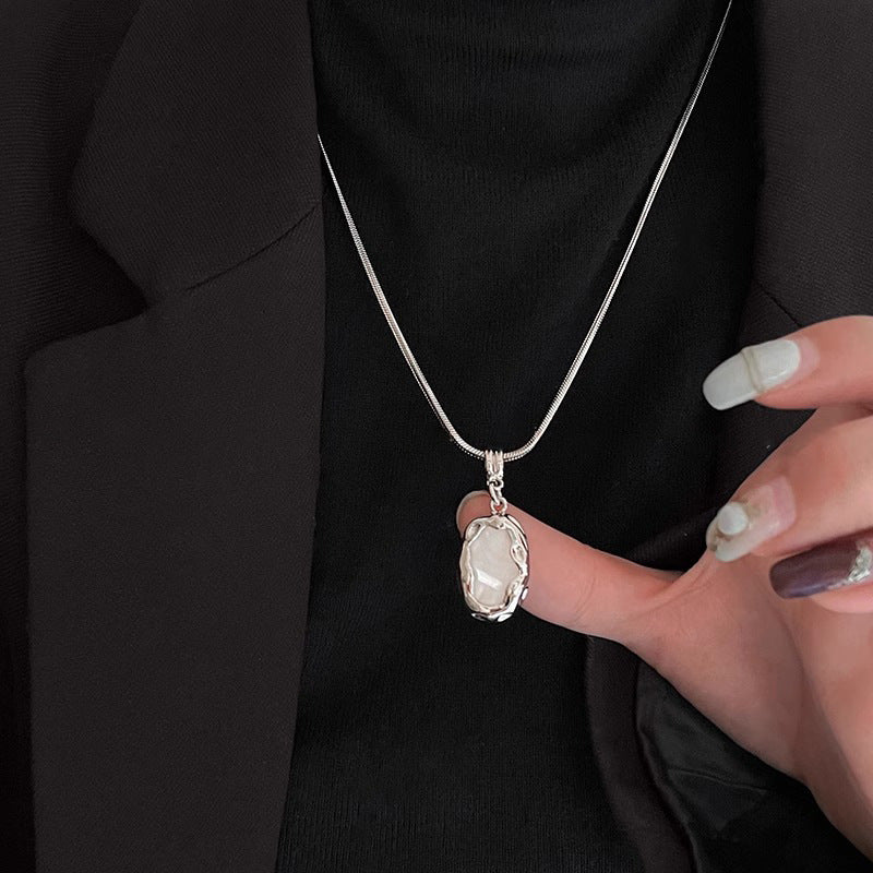 Wholesale  Titanium Steel Irregular Pendant Necklace Snake Bone Chain