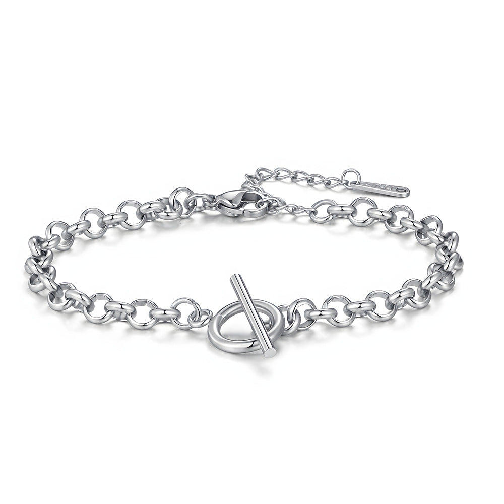 Wholesale Stainless Steel Pearl Chain Bracelet With OT Clasp Stylish Everyday Fashion Accessory For Boutique Resale
