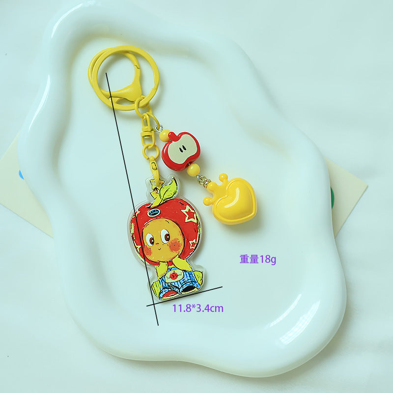 Wholesale Cute Red Apple Star Man Acrylic Relief Keychain