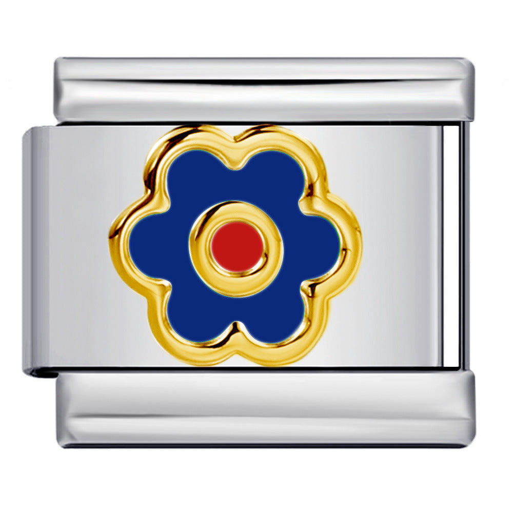 Wholesale Italian Charm Bracelet 9mm DIY Splicing Colored Oil-Drip Petals Stainless Steel Composable Bracelet