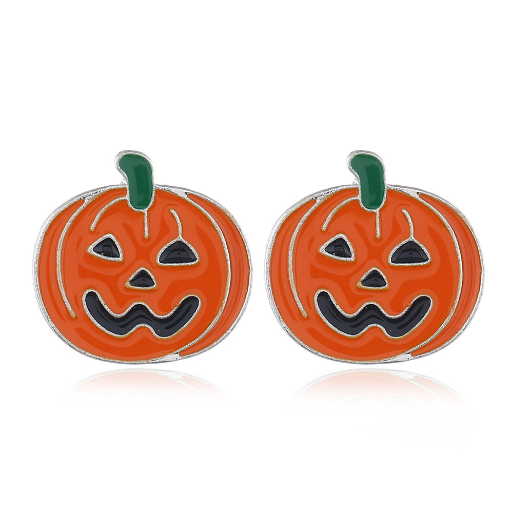 Wholesale horror funny skull  pumpkin alloy oil drop earrings