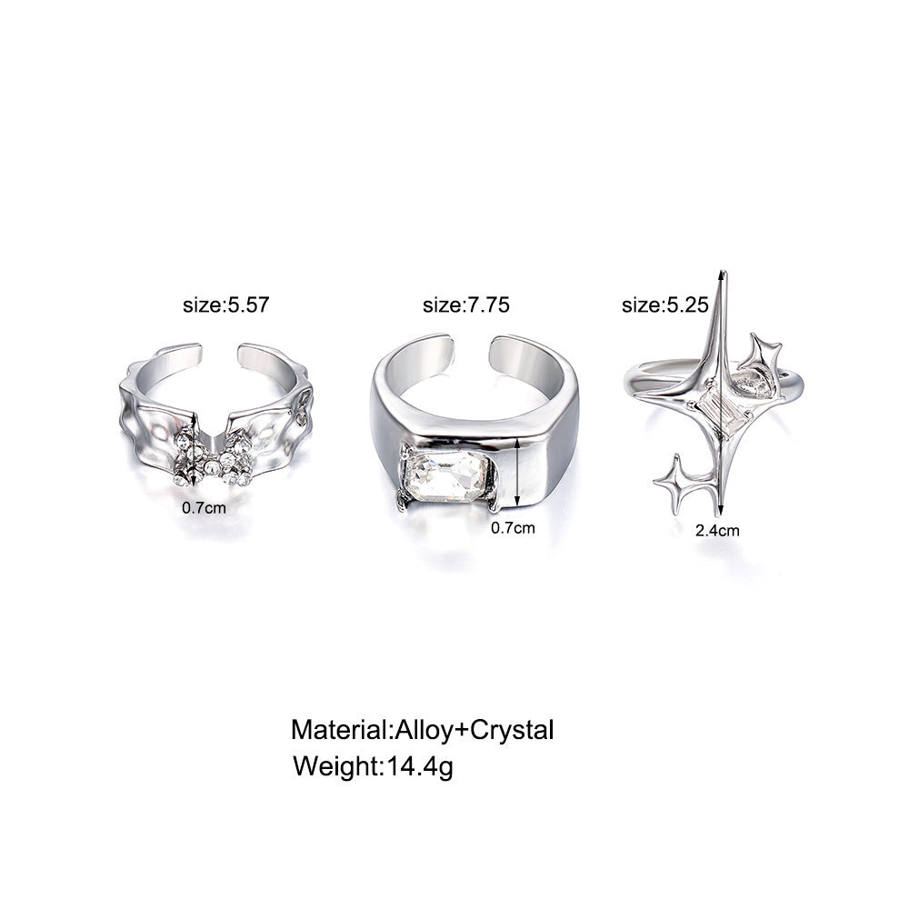 Wholesale Star Mount Inlaid Zircon Ring Three-piece Set