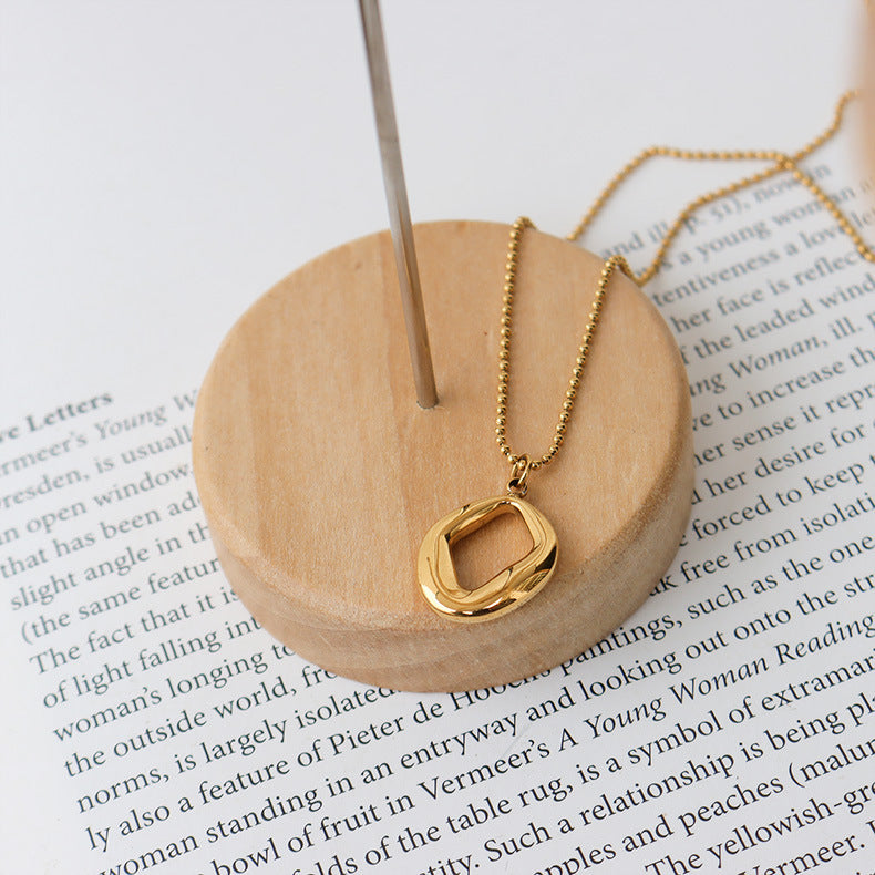 Wholesale  hand-made irregular geometric pendant titanium steel 18K gold clavicle necklace