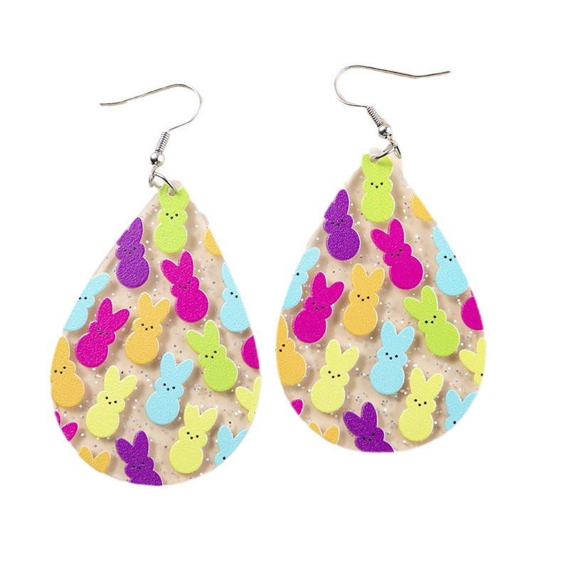 Wholesale Colorful Easter Bunny Acrylic Earrings