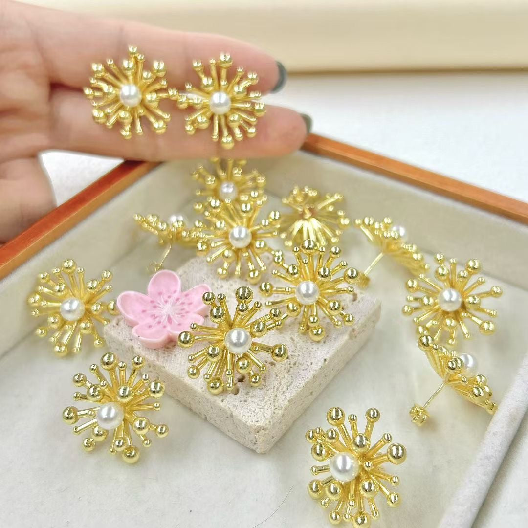 Wholesale Exaggerated Pearl Fireworks Earrings